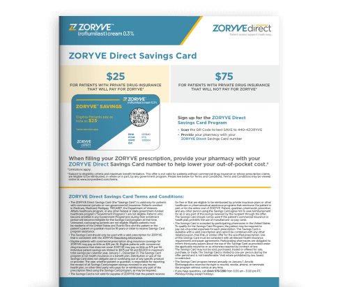 ZORYVE Direct Savings Card Slim Jim thumbnail